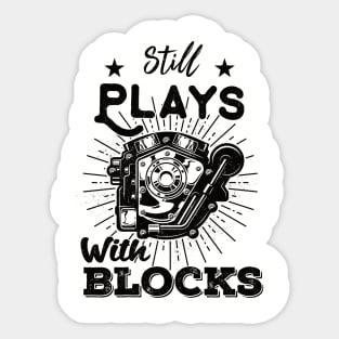 still plays with blocks vintage retro racing cars funny mechanic Sticker